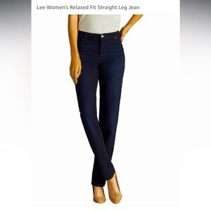 NWT Lee Women's Relaxed Fit Straight Leg Jeans - Dark Blue -Size 12 Long